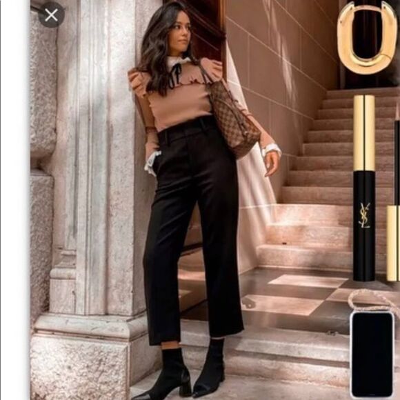 ZARA COMBINATION KNIT RUFFLED SWEATER XS NWT - Picture 1 of 7